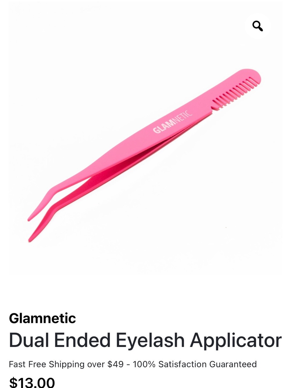 Glamnetic Pink Dual-Ended Lash Applicator with Comb